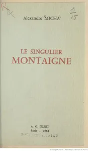 Singulier Montaigne (Le)