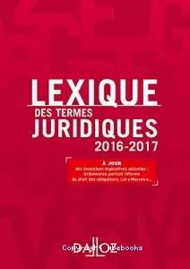 Lexique des termes juridiques 2016-2017