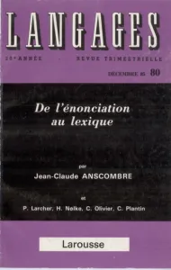 De l'énonciation au lexique