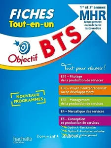 BTS MHR management en hôtellerie restauration, 1re et 2e années