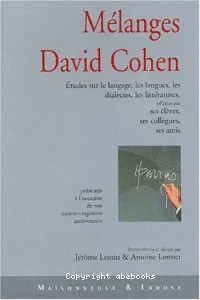 Mélanges David Cohen
