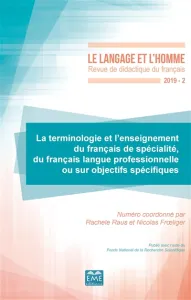 Terminologie et l'enseignement du français de spécialité, du français langue professionnelle ou sur objectifs spécifiques