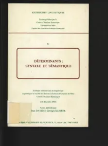 Déterminants: syntaxe et sémantique